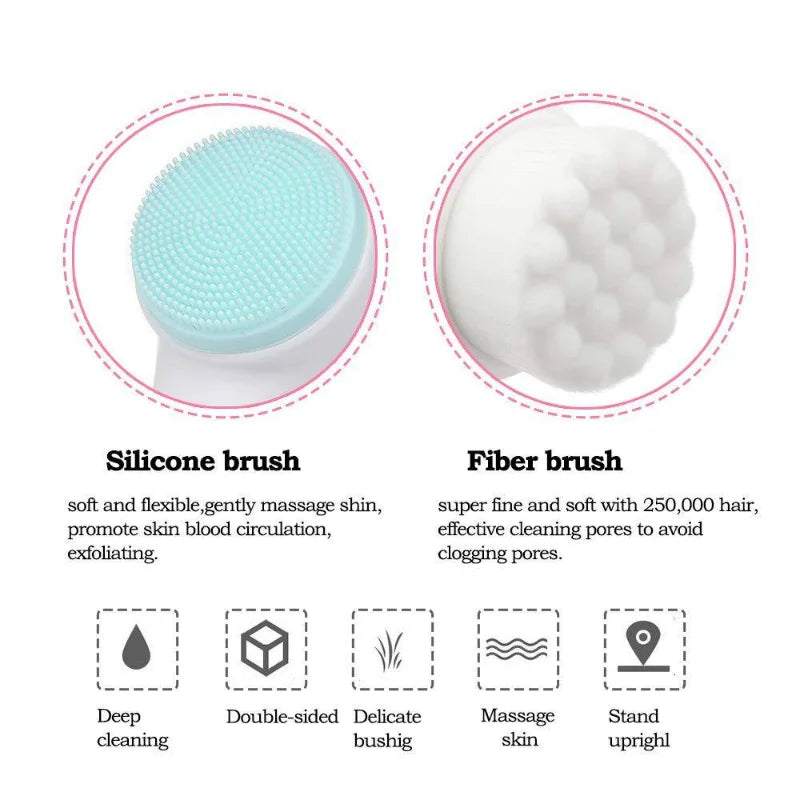 Lumevia™ 3D Double Facial Cleansing Brush — Deep Clean & Gentle Glow