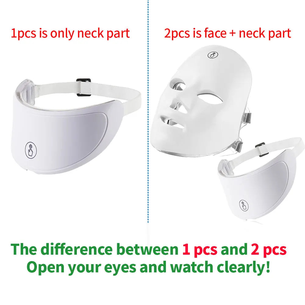 Lumevia™ LED Facial & Neck Beauty Mask – 7-Color Light Therapy Device for Anti-Aging, Acne & Skin Rejuvenation