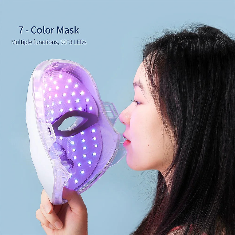 Lumevia™ LED Facial & Neck Beauty Mask – 7-Color Light Therapy Device for Anti-Aging, Acne & Skin Rejuvenation